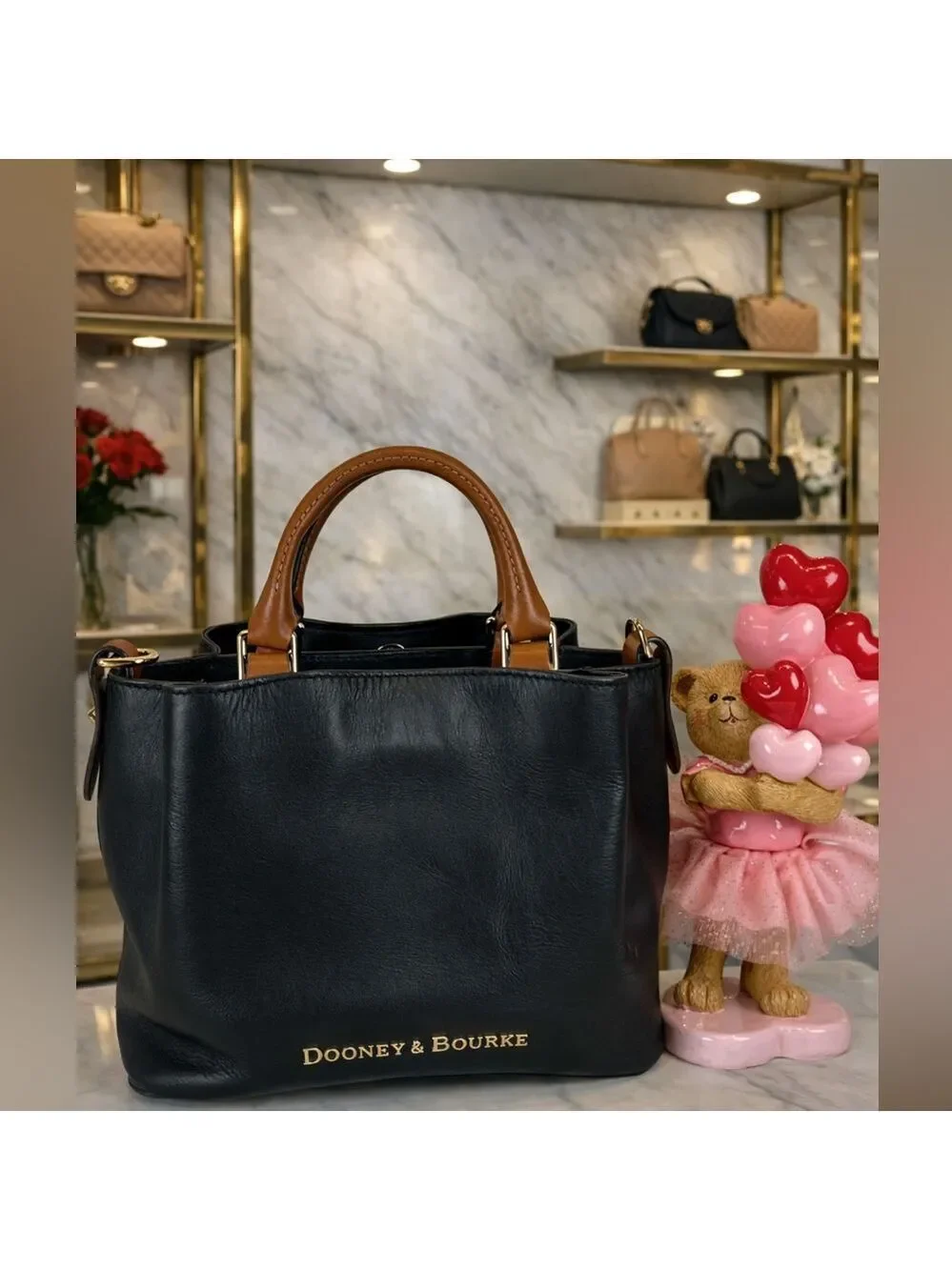 Dooney & Bourke Black Tan City Small Barlow Satchel Bag Hand Crossbody Mini Purs